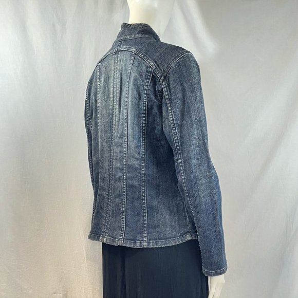 Denim Jacket With Stand-Up Collar | Chico's Platinum - Picture 5 of 7